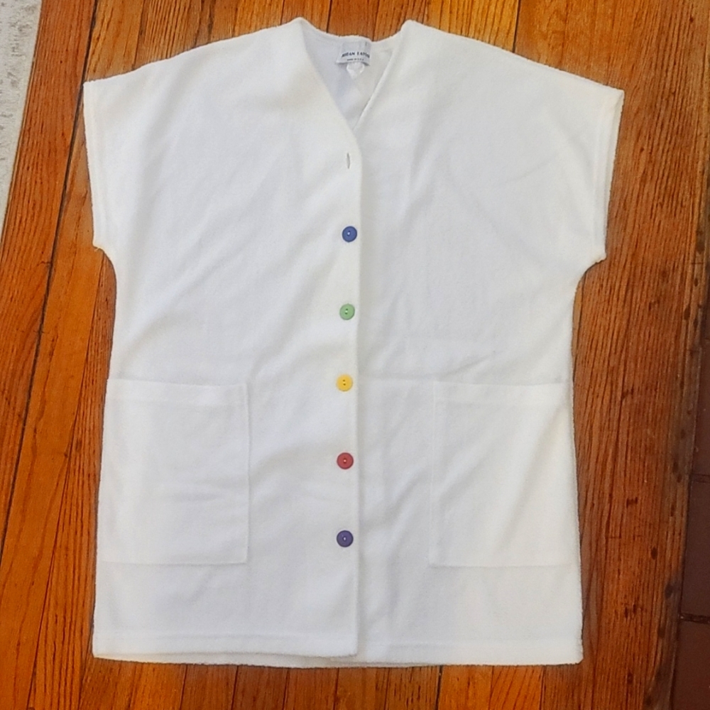 Vintage White Terrycloth Top Cover up Jacket